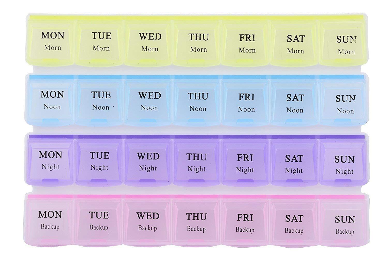 383 Pill Case- 4 Row 28 Squares Weekly 7 Days Tablet Box Holder Medicine Storage Organizer Container 383 Pill Case- 4 Row 28 Squares Weekly 7 Days Tablet Box Holder Medicine Storage Organizer Container